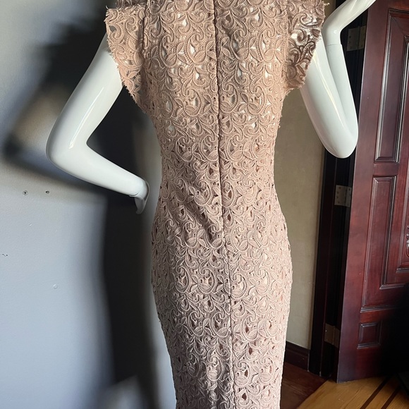Zara Dress, nude lace sheath with flutter sleeve & neck sz XS - Picture 4 of 10